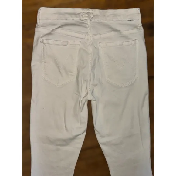 Mother Women's Sz 27 Warm Ivory High Waisted Looker Ankle Fray Skinny Slim Fit