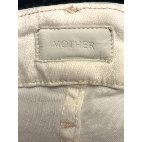 Mother Women's Sz 27 Warm Ivory High Waisted Looker Ankle Fray Skinny Slim Fit
