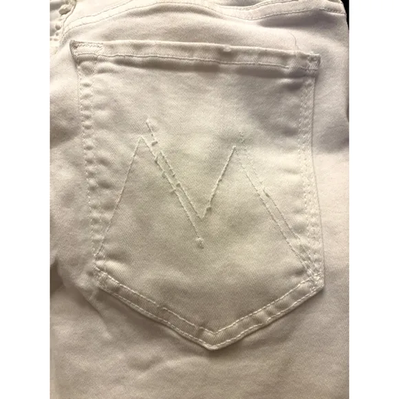Mother Women's Sz 27 Warm Ivory High Waisted Looker Ankle Fray Skinny Slim Fit