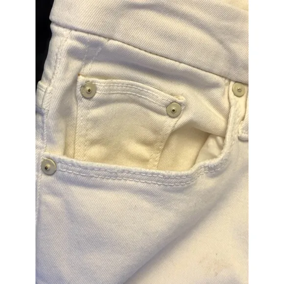 Mother Women's Sz 27 Warm Ivory High Waisted Looker Ankle Fray Skinny Slim Fit