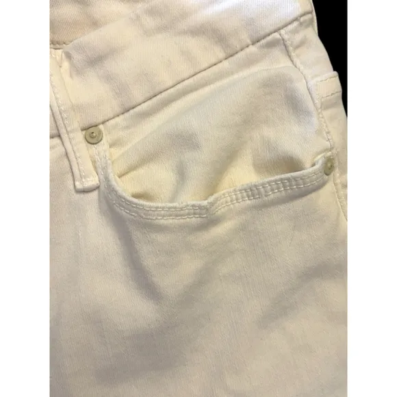 Mother Women's Sz 27 Warm Ivory High Waisted Looker Ankle Fray Skinny Slim Fit
