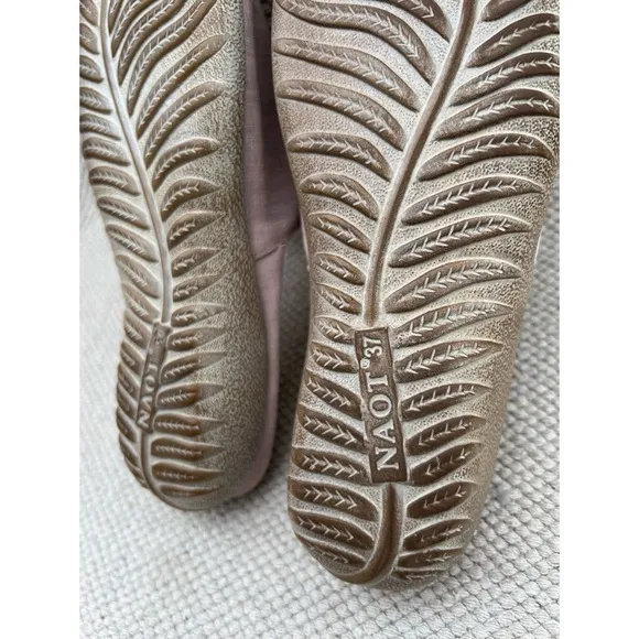 Naot Ipo Pink Linen and Leather Slip On Slides Sandals 37/6-6.5
