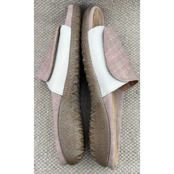Naot Ipo Pink Linen and Leather Slip On Slides Sandals 37/6-6.5