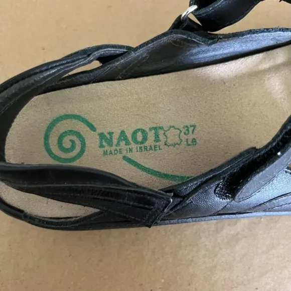 Naot Leather Cut Out Mary Jane Sling Back Flats