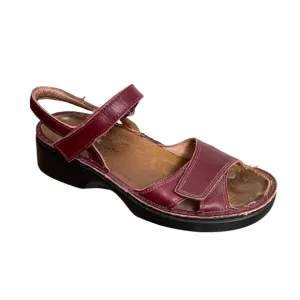NAOT Leather Velcro Orthopaedic Sandals Burgundy 39