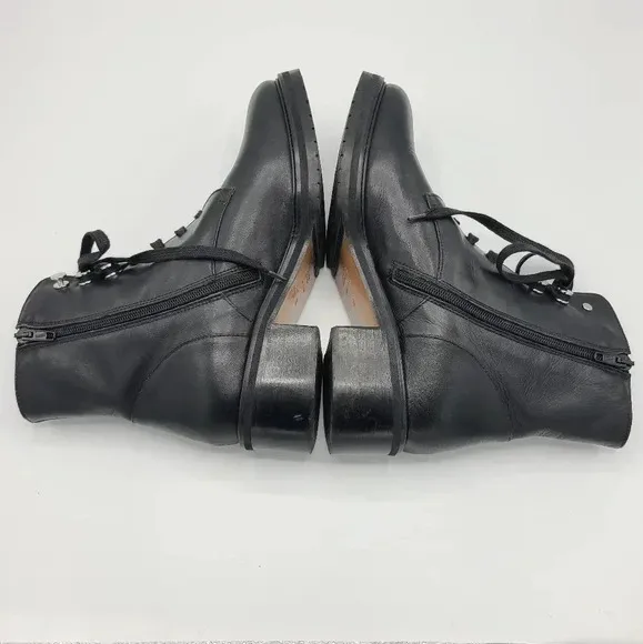 Napoleoni Black Leather Combat Boots Made in Italy Lace Up 40 US 9.5