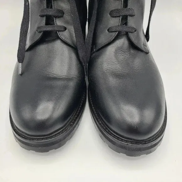 Napoleoni Black Leather Combat Boots Made in Italy Lace Up 40 US 9.5
