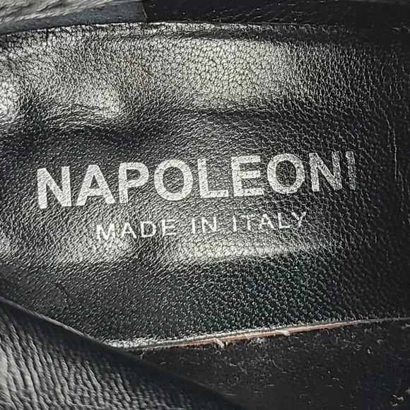 Napoleoni Black Leather Combat Boots Made in Italy Lace Up 40 US 9.5