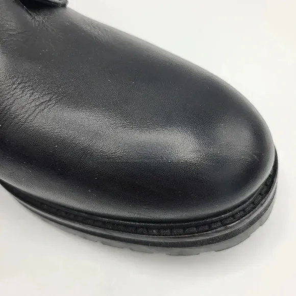 Napoleoni Black Leather Combat Boots Made in Italy Lace Up 40 US 9.5