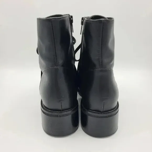 Napoleoni Black Leather Combat Boots Made in Italy Lace Up 40 US 9.5