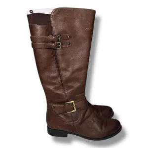Naturalizer Brown Leather Wide Calf Knee High Boots Jessie Women’s Size 8.5W