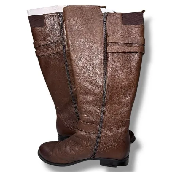 Naturalizer Brown Leather Wide Calf Knee High Boots Jessie Women’s Size 8.5W
