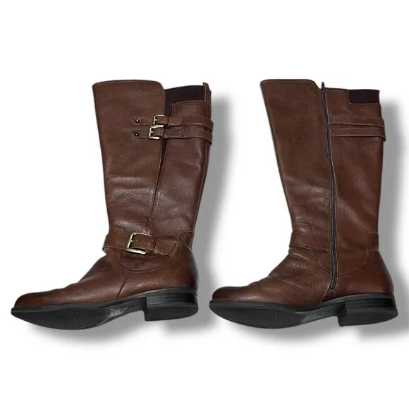Naturalizer Brown Leather Wide Calf Knee High Boots Jessie Women’s Size 8.5W
