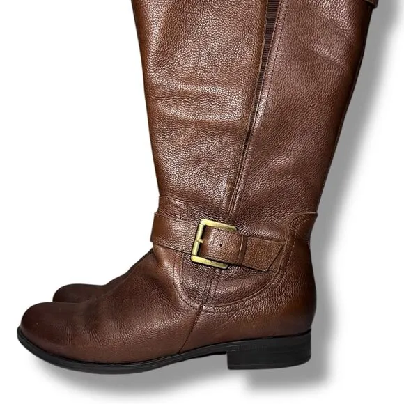 Naturalizer Brown Leather Wide Calf Knee High Boots Jessie Women’s Size 8.5W
