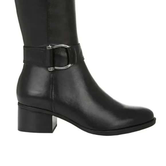 NATURALIZER Kelso Black Leather Wide-Calf Boots