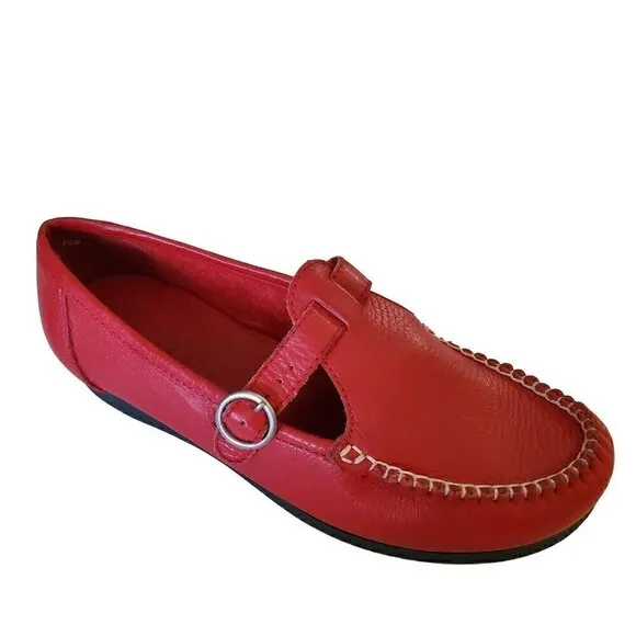 Naturalizer Red Leather Maryjane Loafers, Woman's Leather Flats