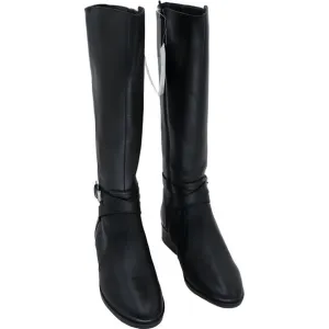 Naturalizer Rena Black Leather Wide Calf Riding Boots Size 7.5M
