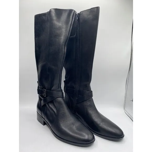 Naturalizer Rena Women's Black Wide Calf Riding Knee High Boots Size 7.5 NIB