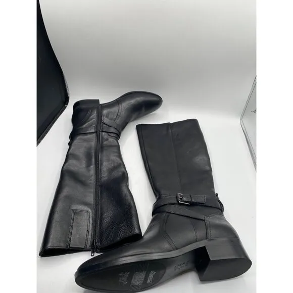 Naturalizer Rena Women's Black Wide Calf Riding Knee High Boots Size 7.5 NIB