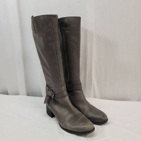 Naturalizer Size 9 Women's Dev Tall Riding Boots Grey Leather Zip Closure