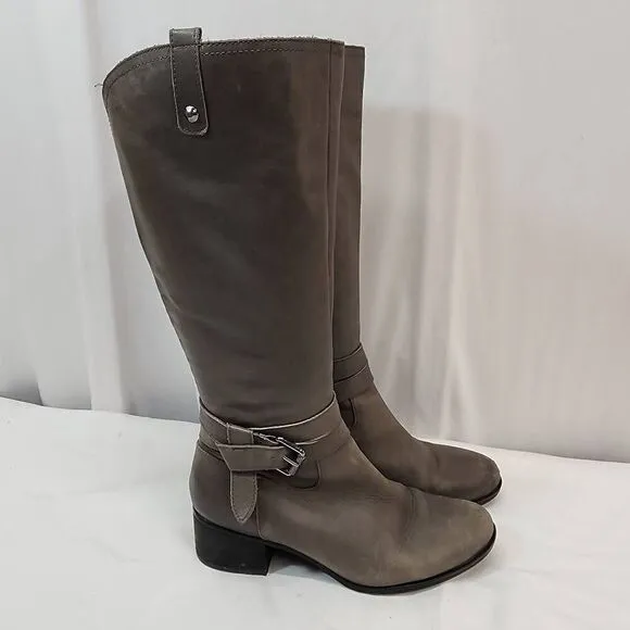 Naturalizer Size 9 Women's Dev Tall Riding Boots Grey Leather Zip Closure