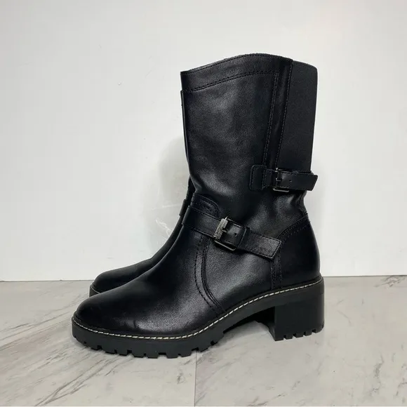 Naturalizer Talon Black Leather Buckle Boot 7W