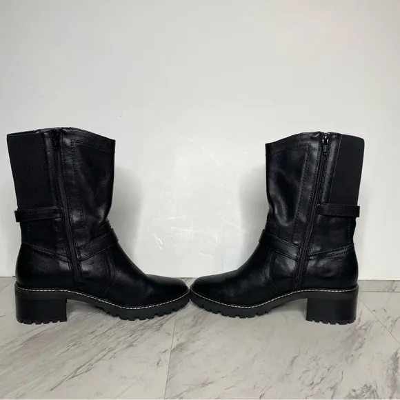 Naturalizer Talon Black Leather Buckle Boot 7W