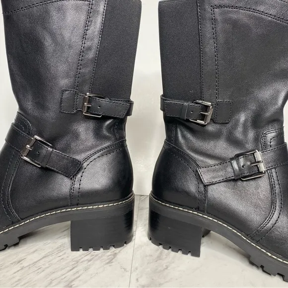 Naturalizer Talon Black Leather Buckle Boot 7W