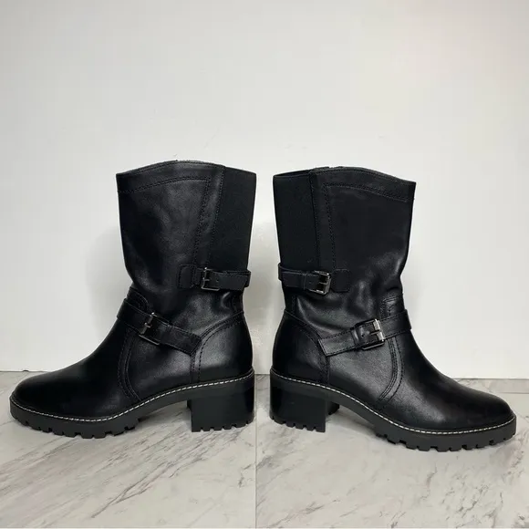 Naturalizer Talon Black Leather Buckle Boot 7W