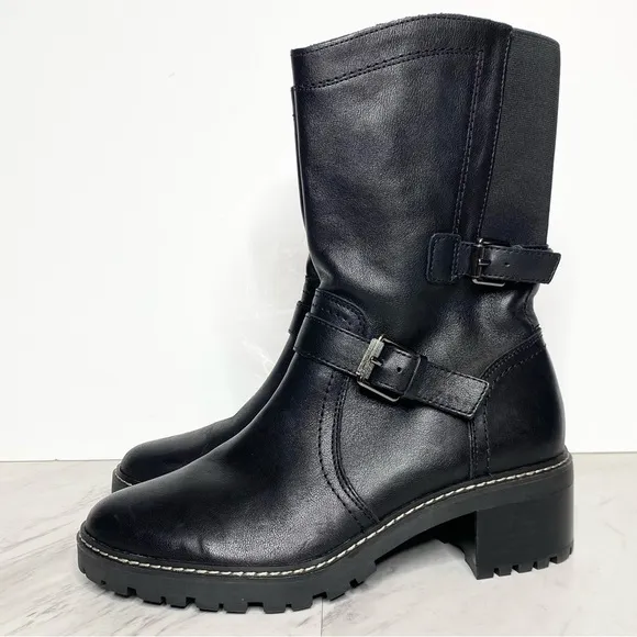 Naturalizer Talon Black Leather Buckle Boot 7W