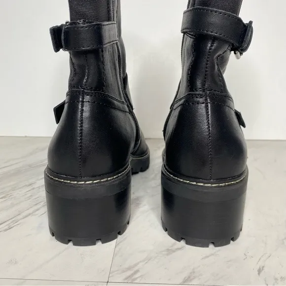 Naturalizer Talon Black Leather Buckle Boot 7W