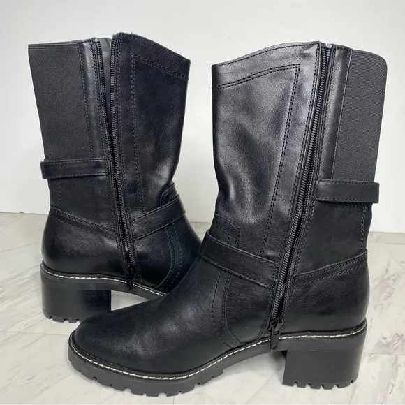 Naturalizer Talon Black Leather Buckle Boot 7W
