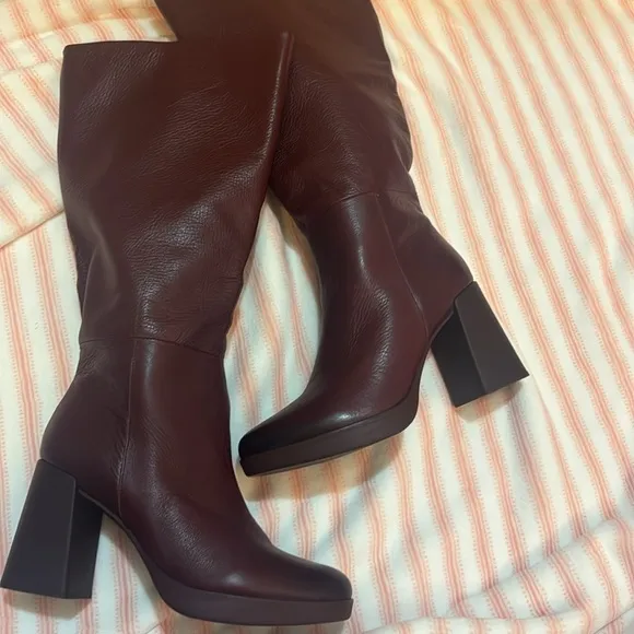 NATURALIZER  (WIDE CALF) Genn-Align High Shaft Boots WINE-BURGUNDY