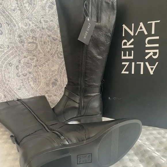 Naturalizer Women's Wide Calf Rena, Black WC Boots  Size 8.5 M