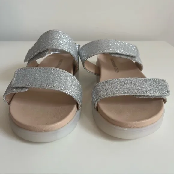 Naturino Jemes NEW SILVER GLITTER LEATHER SANDALS size 2.5-3 Little Girl