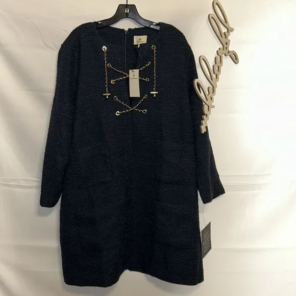 Navy Tie Tweed Kelly Dress