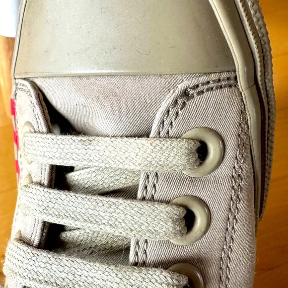 Nearly New BURBERRY sneakers. Sz 36/5.5. tan and red logo. Perfect travel shoes.