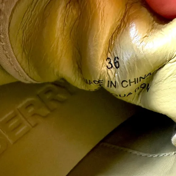 Nearly New BURBERRY sneakers. Sz 36/5.5. tan and red logo. Perfect travel shoes.