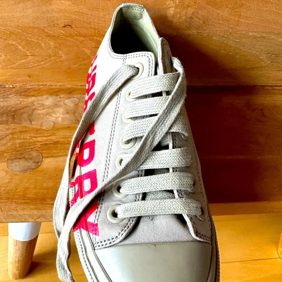 Nearly New BURBERRY sneakers. Sz 36/5.5. tan and red logo. Perfect travel shoes.