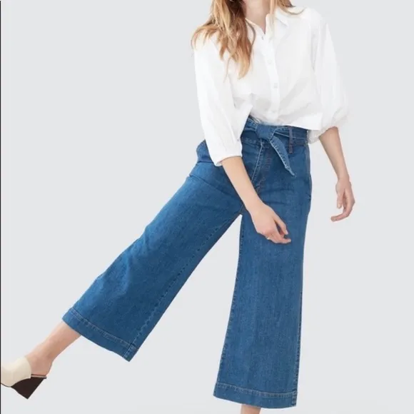 NET Joie MaryLu Wide Leg Crop Culotte Jeans Size 8