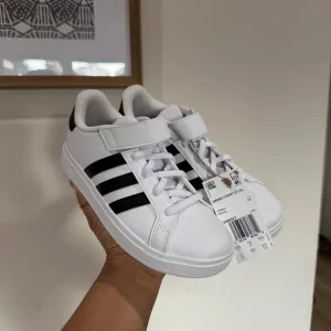 NEW Adidas Kids' Grand Court White and Black Sneakers
