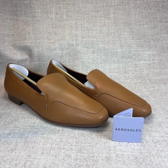 NEW Aerosoles Paynes brown leather slip on loafers shoes size 11M casual office