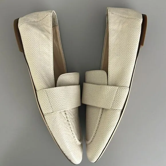 New AGL Women's Mara Spring Perforated Loafers in Gesso Size US 12