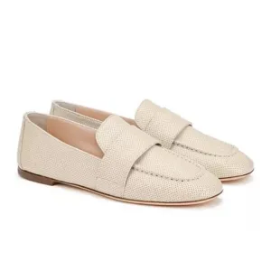 New AGL Women's Mara Spring Perforated Loafers in Gesso Size US 12