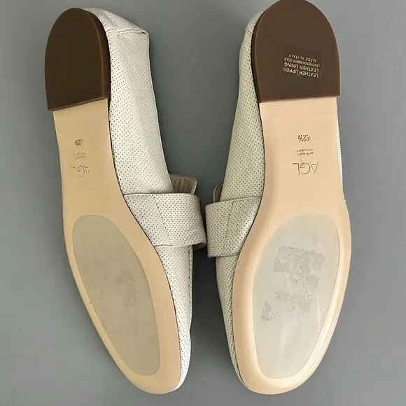 New AGL Women's Mara Spring Perforated Loafers in Gesso Size US 12