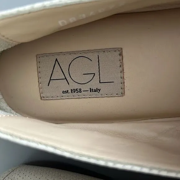 New AGL Women's Mara Spring Perforated Loafers in Gesso Size US 12