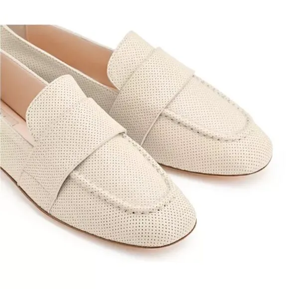 New AGL Women's Mara Spring Perforated Loafers in Gesso Size US 12