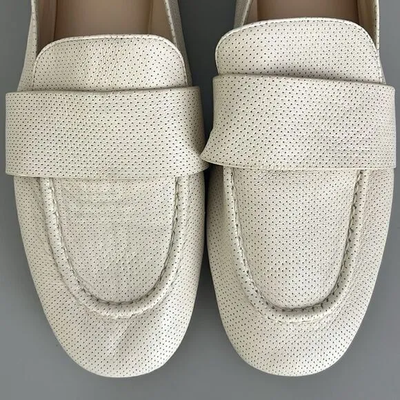New AGL Women's Mara Spring Perforated Loafers in Gesso Size US 12