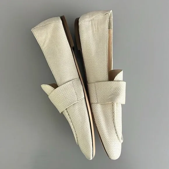 New AGL Women's Mara Spring Perforated Loafers in Gesso Size US 12