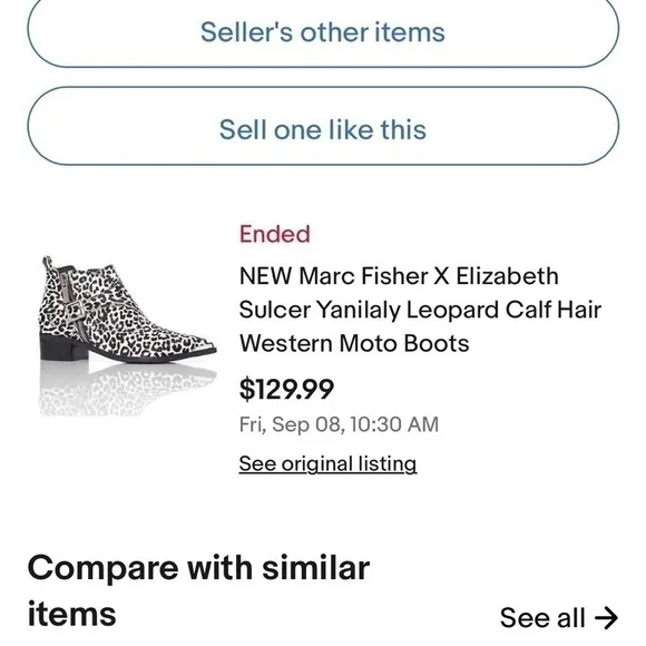 New ankle boots size 8.5 black and white animal print, CALF HAIR, see pictures